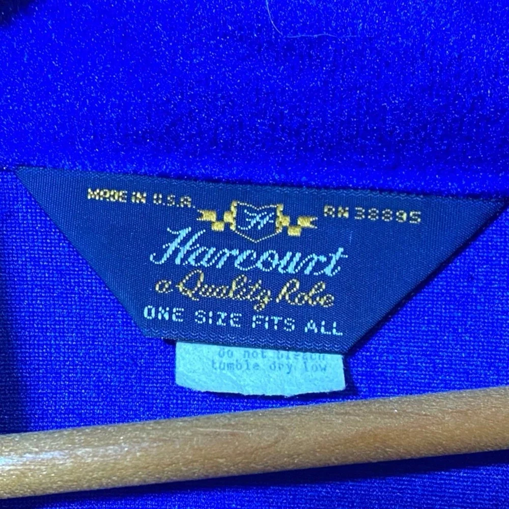 VTG Harcourt Robe Mens OS Royal Blue Tie Belt USA Made Pockets Soft Fleece Lined